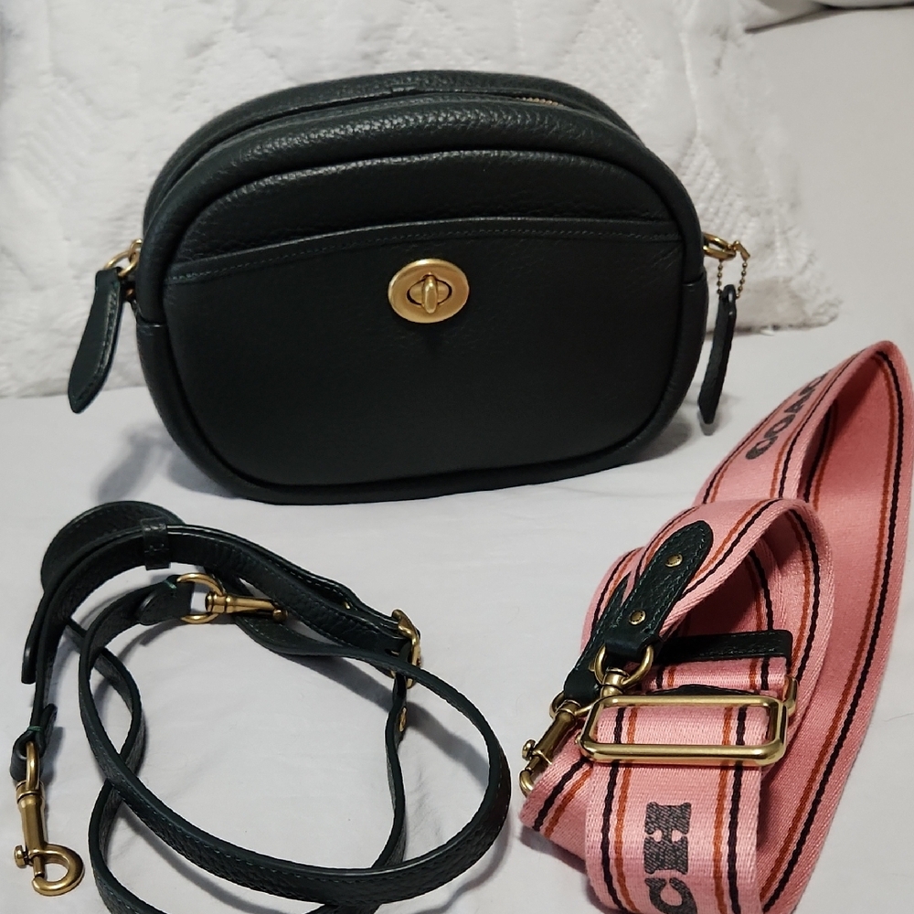Dark Green COACH camera Bag